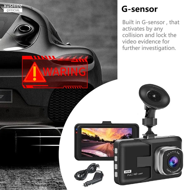 XUSHIDZ Q08 1080P Dash Camera with G-sensor Dashcam Vehicle Video Recorder Super Night Vision DVR Car Camera Loop Recording