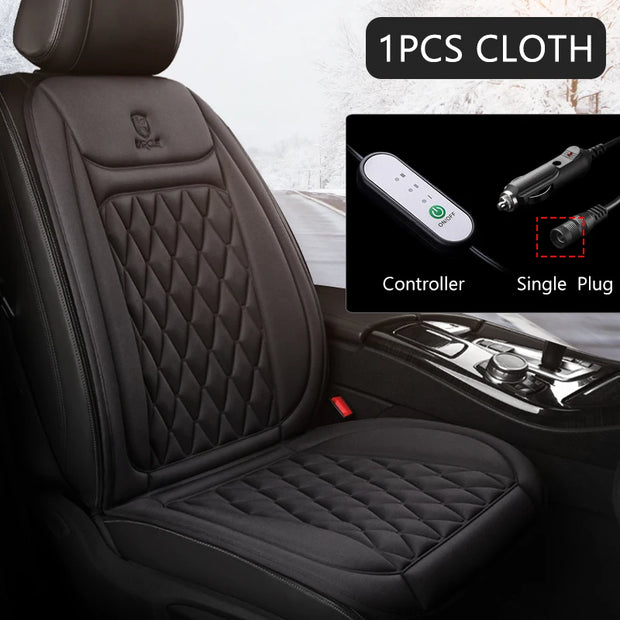 12V Heated Car Seat Cushion Cloth/Flannel Car Seat Heater Winter Warmer Seat Heating Car Accessories Heating Pads Set Universal