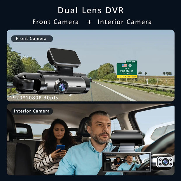 Dual Lens Car DVR FHD 1920*1080P Dash Camera Cabin Dashcam Vehicle Video Dash Cam Drive Recorder Interior Mini Dvrs Black Box