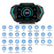 AD Digital Car LCD HUD GPS OBD2 Head Up Display Slope Meter Speed Alarm KM/H MPH Speedometer Tachometer Water Temp Boost Gauge