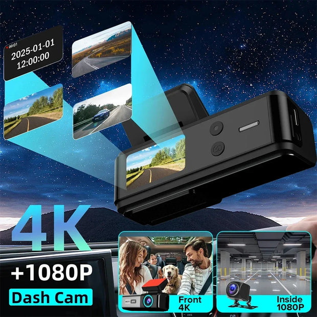 Car Dash Cam Dual Lens UHD Driving Recorder 4K DVR 1080P Rear Lens Camera WiFi 24H Parking Monitoring Black Box Car Accsesories