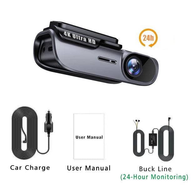 UHD 4K 3840*2160P Car DVR WIFI Dash Cam Camera Video Drive Recorder Dashcam Registrar Black Box 24 Hour Monitoring Night Vision