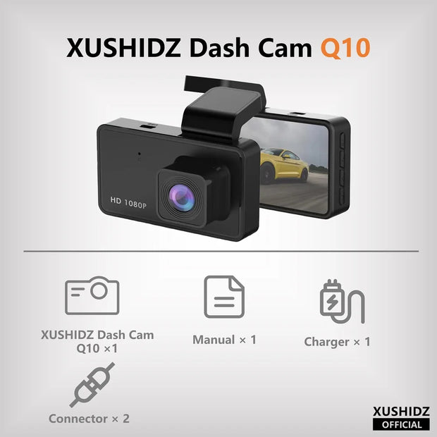 XUSHIDZ Q10 1080P NEW Dash Cam Night Vision Car DVR Vehicle Recorder Car Camera G-sensor HDR DVR  Loop Recording Dashcam