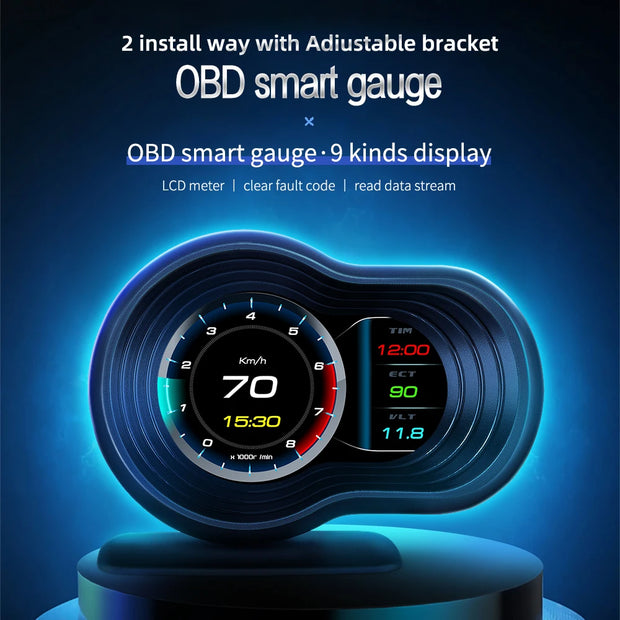 OBD2 Car HUD F9 OBD Head Up Display Auto Smart Car On-board Computer Gauge Digital Speedometer Temperature Engine RPM Alarm