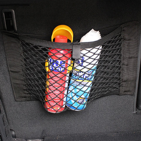 Car Back Rear Seat Storage Net Elastic String Net Universal Mesh Storage Bag Magic Sticker Auto Car Trunk Organizer Accessories