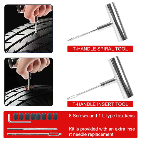 Auto Bike Tire Repair Car Tire Repair Tool Tyre Repair Kit Studding Tool Set 45 PCS Motorcycle Car Accessories Puncture Plug Set