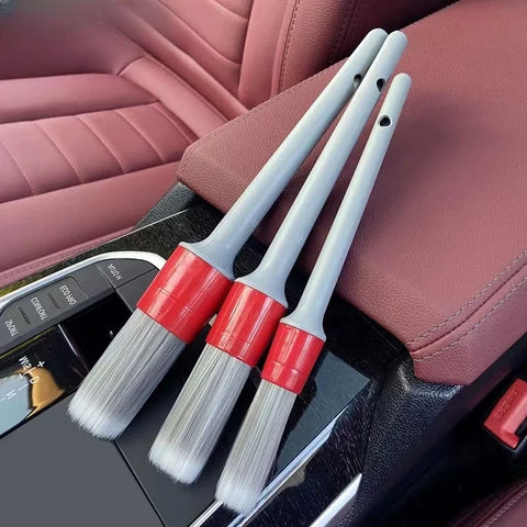 3 PCS Car Exterior Interior Detail Brush Boar Hair Bristle Brushes for Car Cleaning Auto Detail Tools Dashboard Cleaning Brush