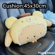 Cute Sanrio Headrest Cushion Car Seat Cartoon Kuromi My Melody Cinnamoroll Pom Pom Purin Pillow Comfortable Home Decor Girl