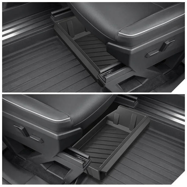 For Tesla Cybertruck 2024 Underseat Storage Box TPE Front Seats Drawer Hidden Storage Tray Organizer Car Interior Accessories