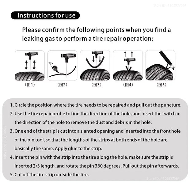 ZFOUEK Car Tire Repair Kit Puncture Plug Tools Tyre Puncture Emergency for Tire Strips Stirring Glue Repair Tool Kit