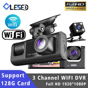 WiFi 3 Camera Car DVR Three Way Dash Cam Inside Vehicle Channel DVRs Recorder FHD 1080P Video Mini Registrator Dashcam Camcorder