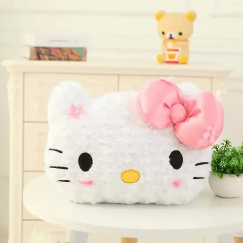 Kawaii Hello Kitty Rose Velvet Plush Melody Pillow Plushie Toy Soft Pillow Decorative Doll Bedding Kids Birthday Gift