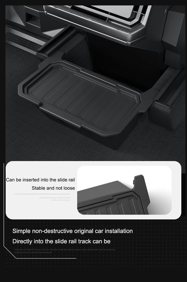 For Tesla Cybertruck 2024 Rear Center Console Storage Box TPE Organizer Box with Cover Trash Can Under Seat Car Accessories