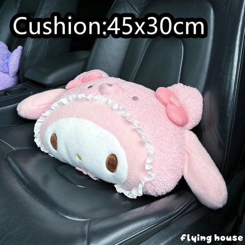 Cute Sanrio Headrest Cushion Car Seat Cartoon Kuromi My Melody Cinnamoroll Pom Pom Purin Pillow Comfortable Home Decor Girl