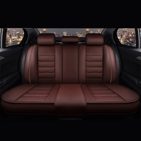 Univers Car Full Seat Cover PU Leather Car Seat Protector Design Airbag Front&Rear Split Bench Compatible Cover Fit Most Car SUV