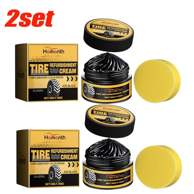 Tire Shine Coating Tyre Gloss Hydrophobic Sealant Wax Maintenance Long Cleaner Lasting Tire Agent Refurbishing 50g with Sponge