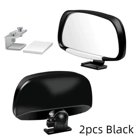 2pcs 360-Degree Rotation Safety Convex Mirror Wide Angle Self-Adhesive Car Blind Spot Mirror Auto Auxiliary Rear View Mirror