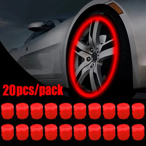 1-20PCS Luminous Car Tire Valve Cap Fluorescent Night Glowing Decor Motorcycle Bike Wheel Nozzle Dustproof Tyre Valve Stem Caps