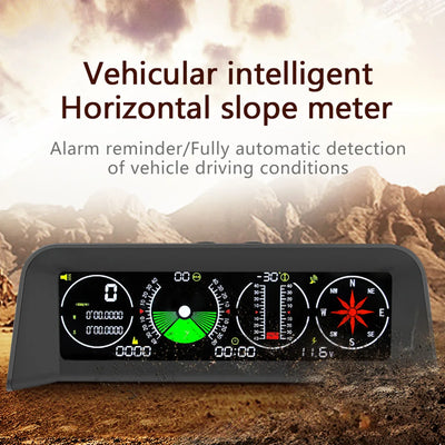 X90 GPS Speed PMH KMH Smart Slope Meter Inclinometer Car Compass HUD Pitch Tilt Angle Protractor Clock Latitude Longitude 12V