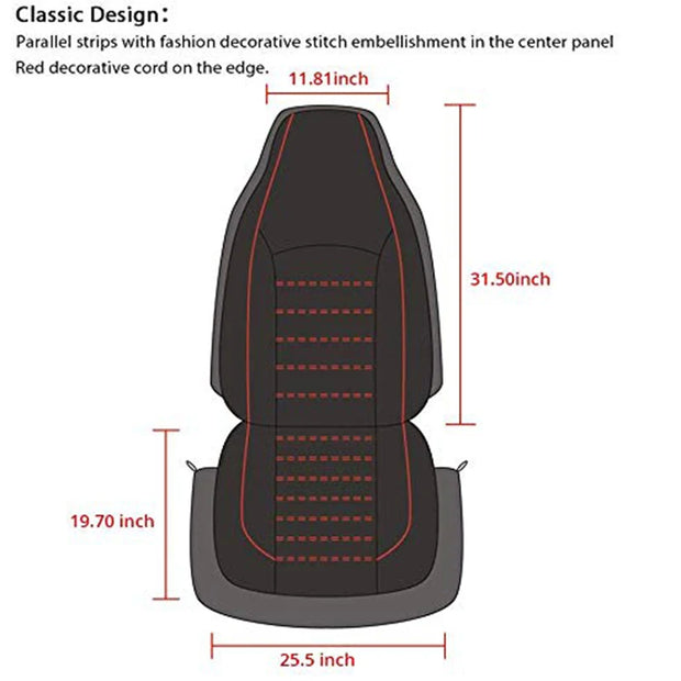 2 Pack PU Leather Front Seat Cover Car Fashion Style High Back Bucket Car Seat Protector Cover Universal Car Seat Accessories