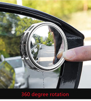 2Pcs Car Rearview Sucker Mirrors 360 Degree Blind Spot Mirror Adjustable Round Frame Convex Clear Rearview Auxiliary Mirror