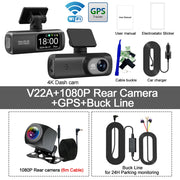 Soam Dash Cam 4K+1080P Dual-channel Dash Car Camera Recorder With GPS WiFi Car DVR 24H Parking Monitor Black Box