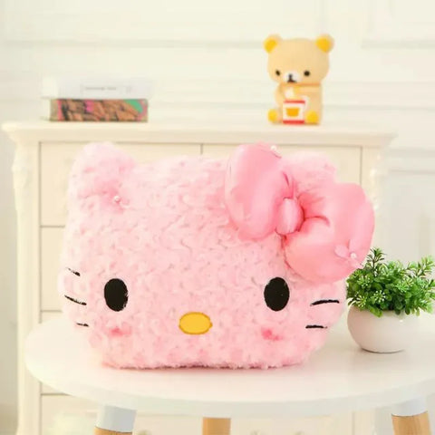 Kawaii Hello Kitty Rose Velvet Plush Melody Pillow Plushie Toy Soft Pillow Decorative Doll Bedding Kids Birthday Gift