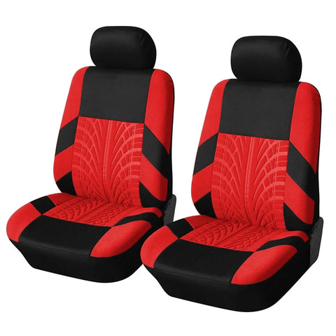 Fashion Front Car Seat Covers Car Accessories Tire Track Embossed Styling Durable Comfortable Fabric Universal Fit For Most Car