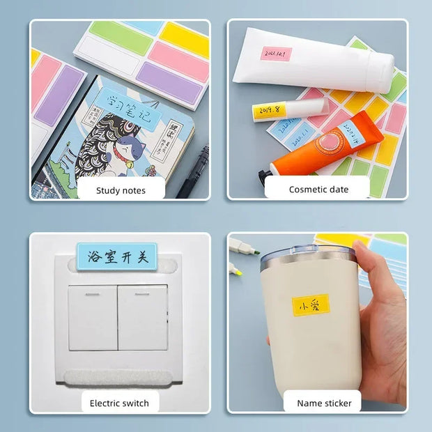 10Sheet Paper Label Self-adhesive Sticky Writing Sticker Colorful Label for Classification Writable Name Blank Note DIY Notebook