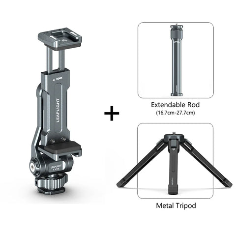 2025 Aluminum Camera Hot Shoe Phone Holder Monitor Tripod Adapter w Dual ColdShoe for iPhone Samsung DSLR Camera Mic Fill Light