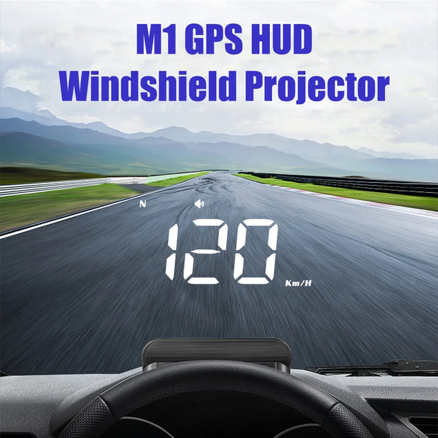 M1 GPS HUD Car Head Up Display Compass Speed MPH KMH Whit Alarm System Projector On-board Computer Windshield Projector Gauge ﻿