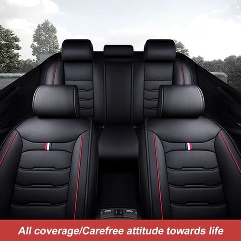 Univers Car Full Seat Cover PU Leather Car Seat Protector Design Airbag Front&Rear Split Bench Compatible Cover Fit Most Car SUV