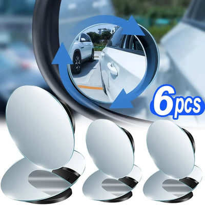 1/6pcs Car Small Round Mirrors Blind Spot Rear View Mirror Auxiliary Reversing Parking Convex Mirror 360 Degree Adjustable