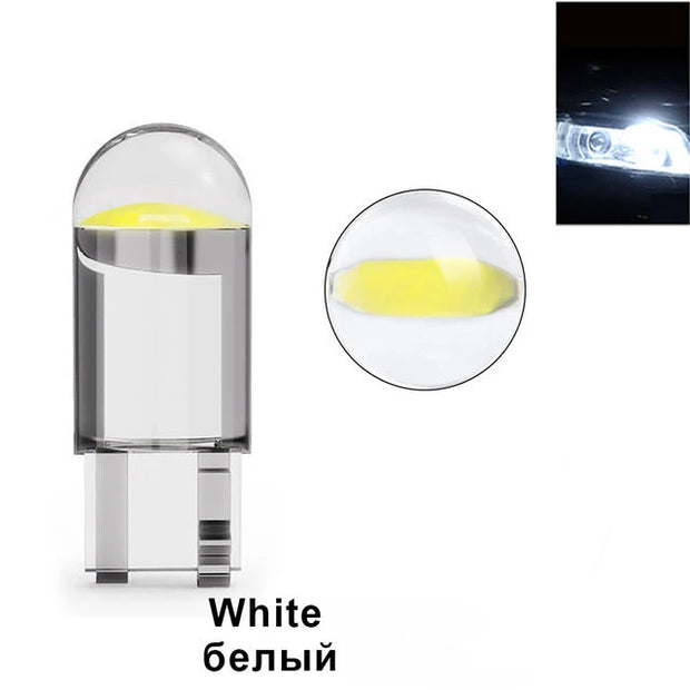 10x 2021 Newest W5W Led T10 Car Light COB Glass 6000K White Auto Automobiles License Plate Lamp Dome Read DRL Bulb Style 12V