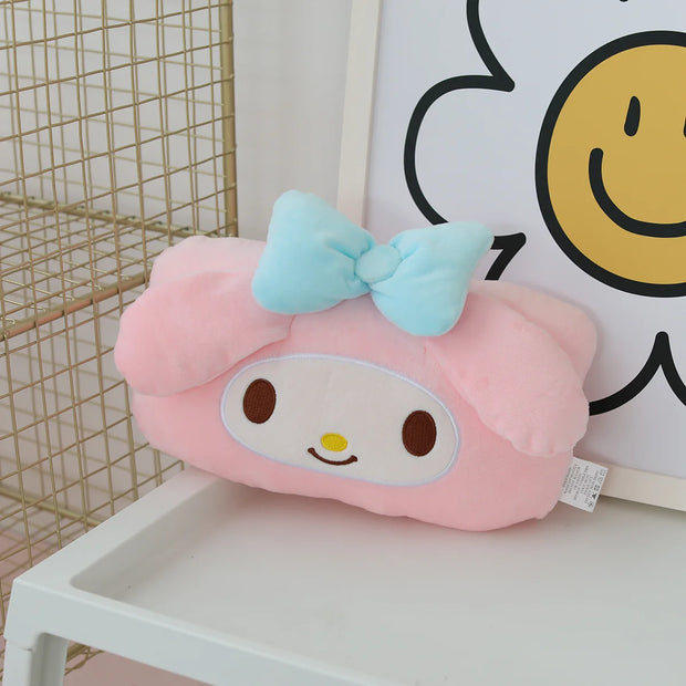 Sanrio Cute Kuromi Car Headrest Safety Seat Belt Cover Kawaii Japanese Style Back Cushion Plush My Melody Car Decoration Gifts