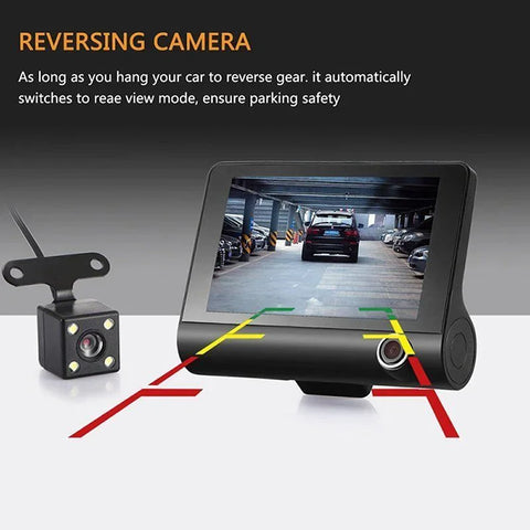 4 inch Black Box Car DVR Dashcam Dash Camera IPS HD Screen 1080P Dual Lens Video Recorder Front + Interior View Camera Dash Cam