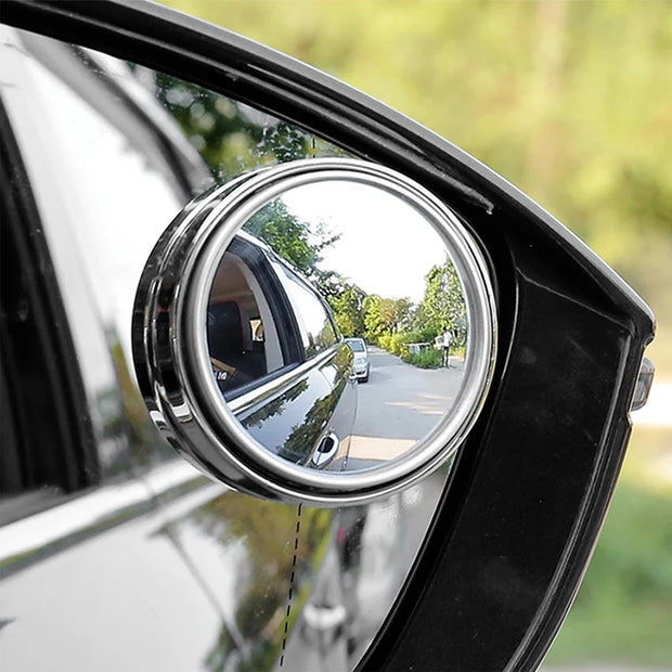 2Pcs Car Round Frame Convex Blind Spot Mirror Wide-angle 360 Degree Adjustable Clear Rearview Auxiliary Mirror Driving Safety