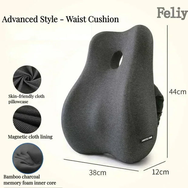 Memory Foam Office Chair Cushion Car Seat Support Waist Pillow Massage Lumbar Pain Relief Cushion Slow Rebound Orthopedic Pillow