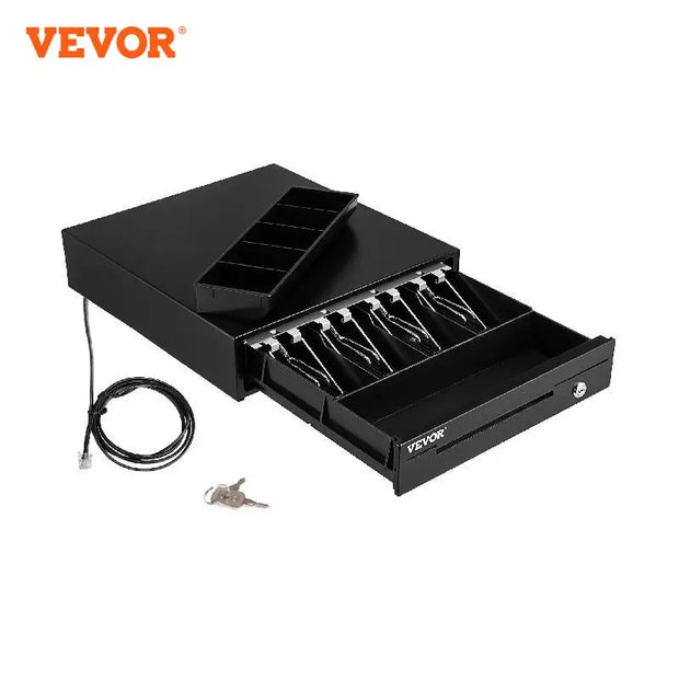 VEVOR Cash Register Drawer 16" 12 V for POS System Tray Removable Coin Compartment & 2 Keys Included RJ11/RJ12 Cable Drawer