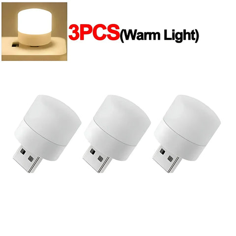 50/1Pcs Mini USB Night Light Warm White Eye Protection Book Reading Light USB Plug Computer Mobile Power Charging LED Night Lamp