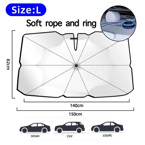 2024 Car Windshield Sun Shade Umbrella Foldable Sunshade Front Window Cover for UV Ray Block Heat Protection Protector Parasol