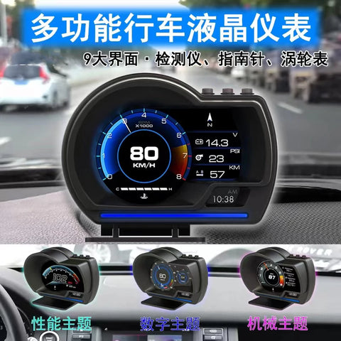 Newest A501 Car Head Up Display OBD2 Smart Car HUD Turbo Gauge Digital Odometer Security Alarm Water&Oil temp RPM Auto Meter