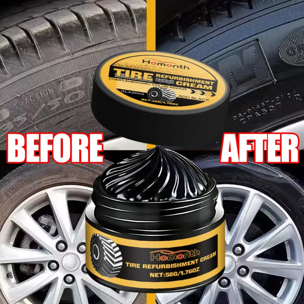 Tire Shine Coating Tyre Gloss Hydrophobic Sealant Wax Maintenance Long Cleaner Lasting Tire Agent Refurbishing 50g with Sponge