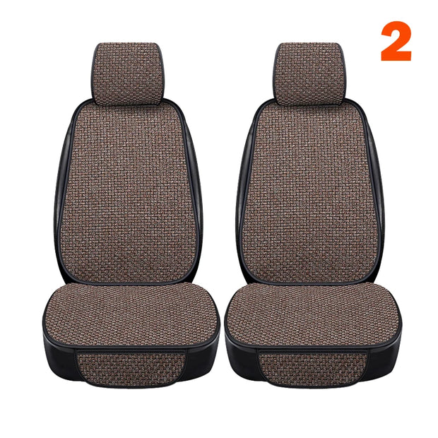 Car Seat Cover Front Rear Flax Seat Protect Cushion Automobile Seat Cushion Protector Pad Mat Backrest Headrest Auto Interior