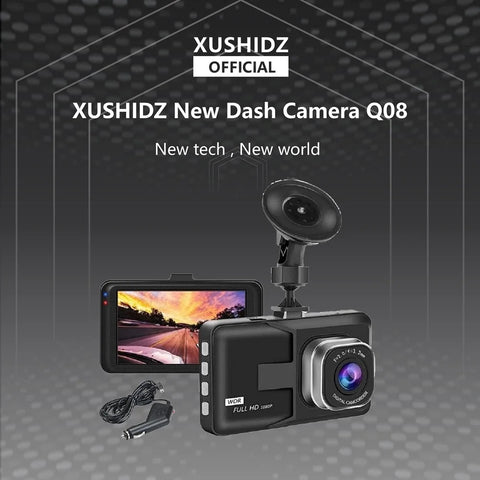 XUSHIDZ Q08 1080P Dash Camera with G-sensor Dashcam Vehicle Video Recorder Super Night Vision DVR Car Camera Loop Recording