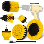 7-Piece Drill Brush Attachment Set, Cleaning Brush Tool Kit, Multi-Purpose Drill Brush with Extension Pole for Floor, Automotive