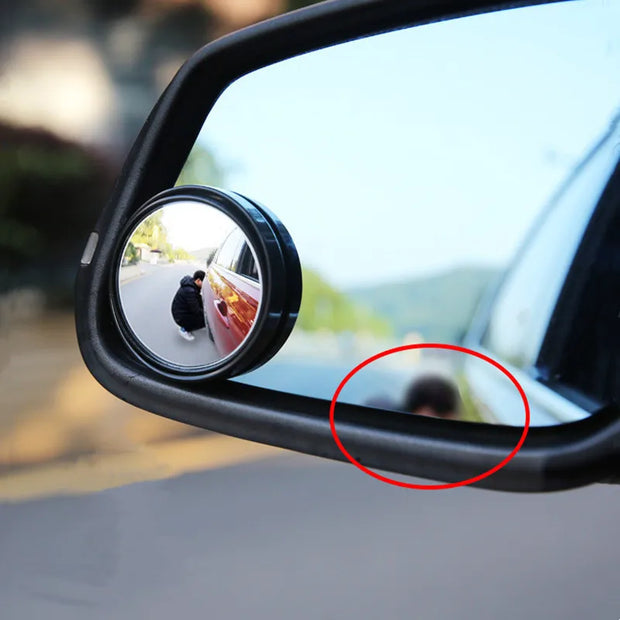 2Pcs Car Rearview Sucker Mirrors 360 Degree Blind Spot Mirror Adjustable Round Frame Convex Clear Rearview Auxiliary Mirror