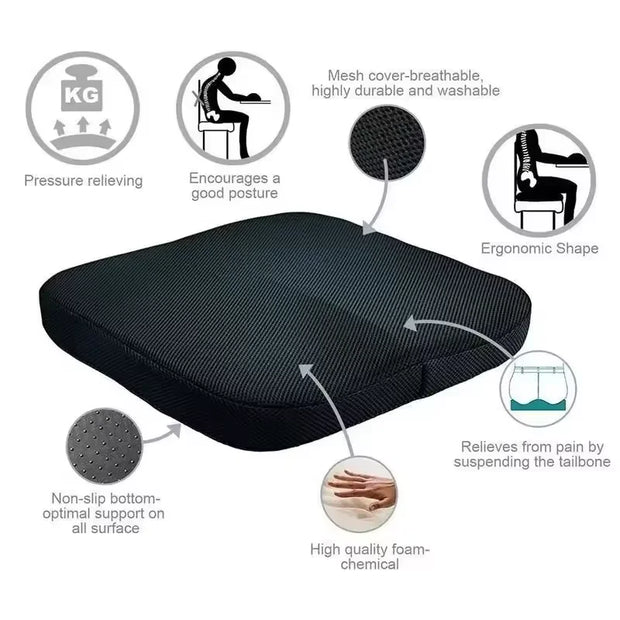 Tailbone Sciatica Back Pain Relief Comfort Office Chair Car Seat Cushion Non-Slip Orthopedic Memory Foam Coccyx Cushion