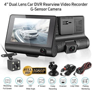 4 inch Black Box Car DVR Dashcam Dash Camera IPS HD Screen 1080P Dual Lens Video Recorder Front + Interior View Camera Dash Cam