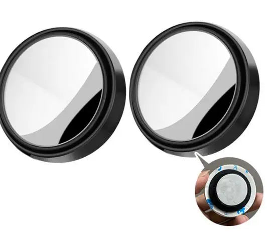 2Pcs Round Frame Convex Blind Spot Mirror Safety Driving Wide Angle 360 Degree Adjustable Clear Rearview Mirror